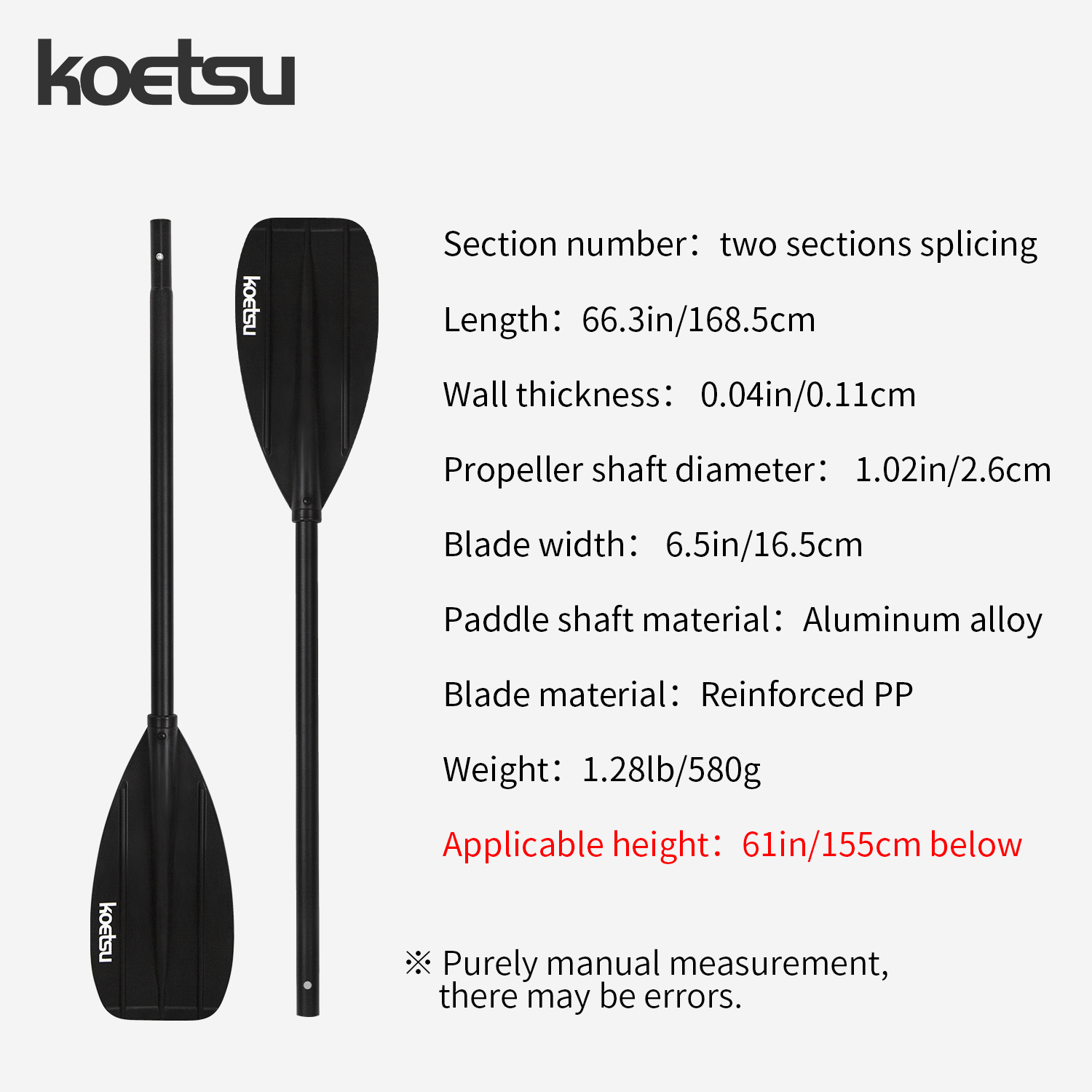 KOETSU Paleta de kayak de dobl - Fishing Kayak Paddle reseña y precio